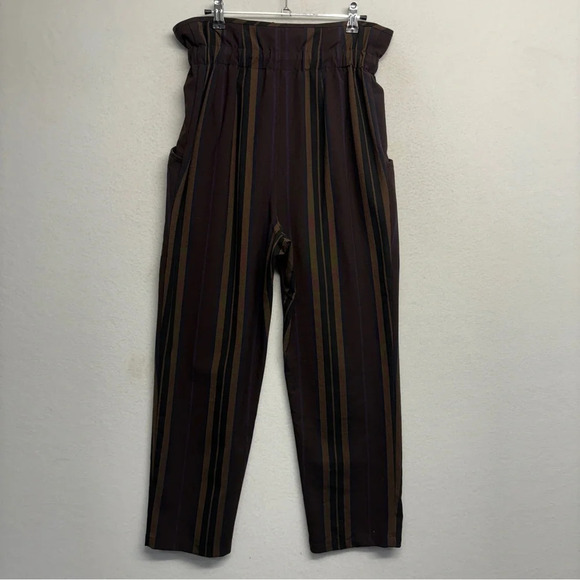 Zara Paper Bag Waist Pants Striped M - Picture 7 of 12